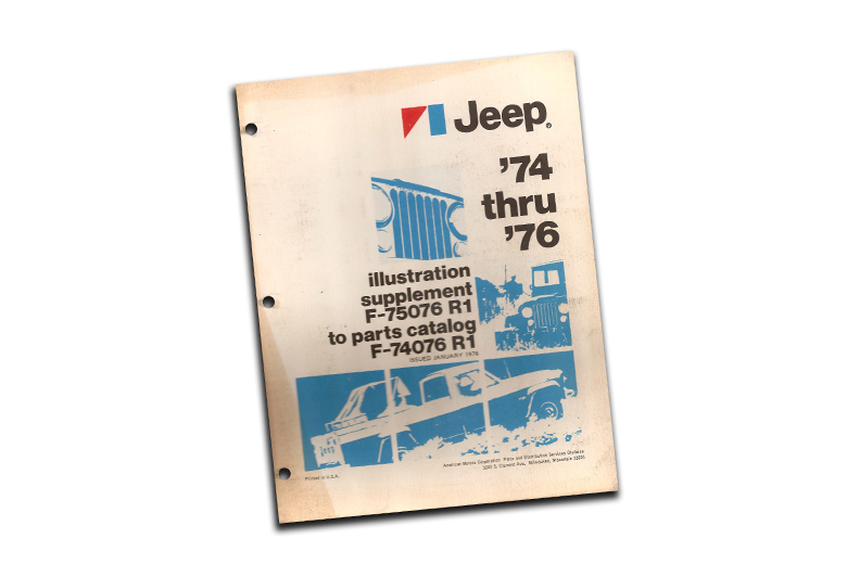 Supplement To F74076, Parts Catalog For 1974 Through 1976 Jeep