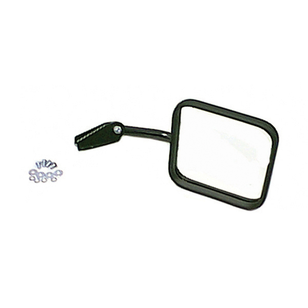 MIRROR & ARM ONLY, RH, BLACK, 58-86 CJ WITH CONVEX MIRROR GLASS FOR PASSENGER SIDE