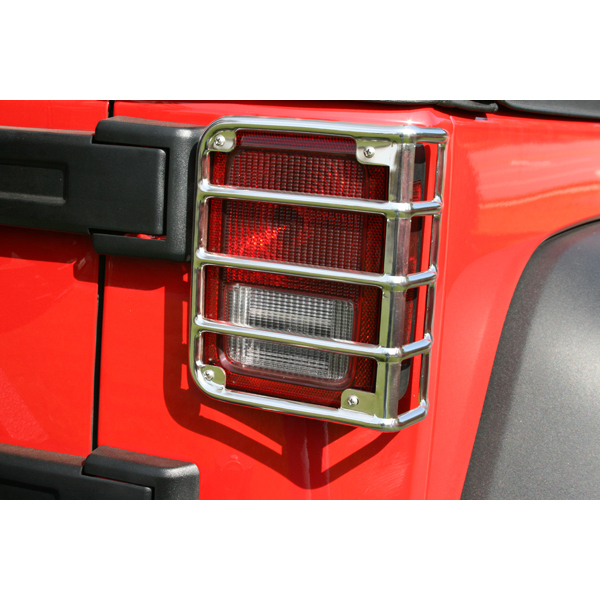 TAIL LIGHT EURO GUARDS POLISHED STAINLESS STEEL 07-09 JK WRANGLER PAIR