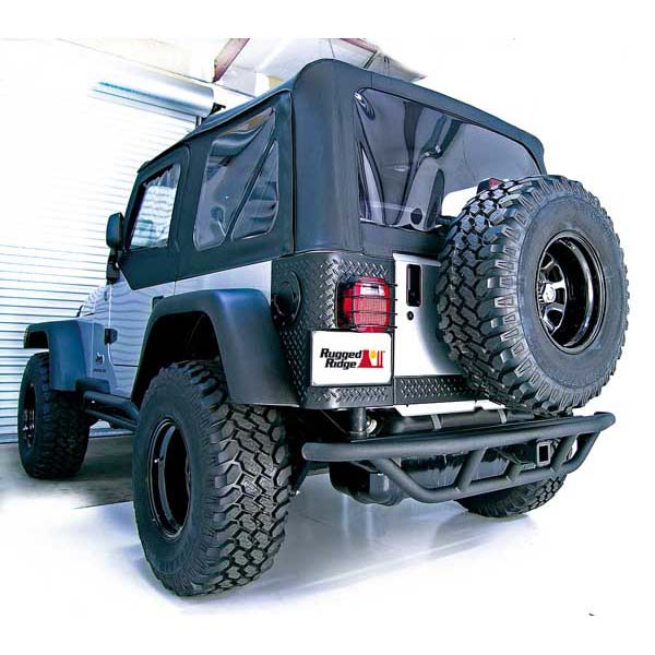 RRC REAR BUMPER WITH HITCH, BLACK TEXTURED, 87-06 JEEP WRANGLER/UNLIMITED
