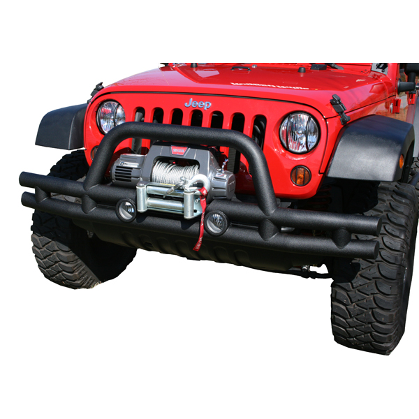 BUMPER FRONT TUBE, RUGGED RIDGE, GLOSS BLACK  WITH WINCH-CUT-OUT JK 07-09