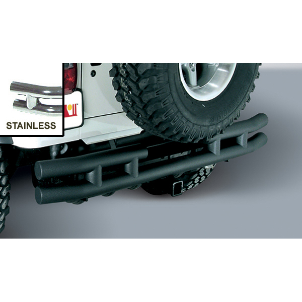 REAR TUBE BUMPER WITH HITCH STAINLESS, 87-06 WRANGLER/UNLIMITED
