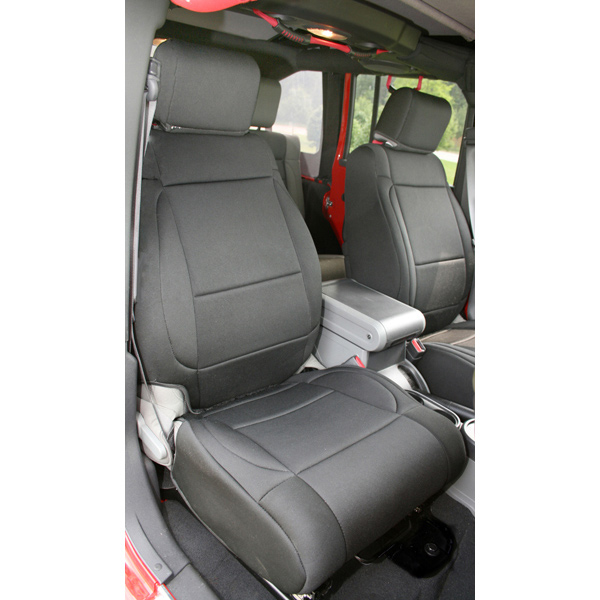 SEAT COVER FRONT BLACK JK 07-09 WITH ABS FLAP