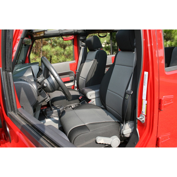 SEAT COVER FRONT BLACK / GRAY JK 07-08 WITH ABS FLAP