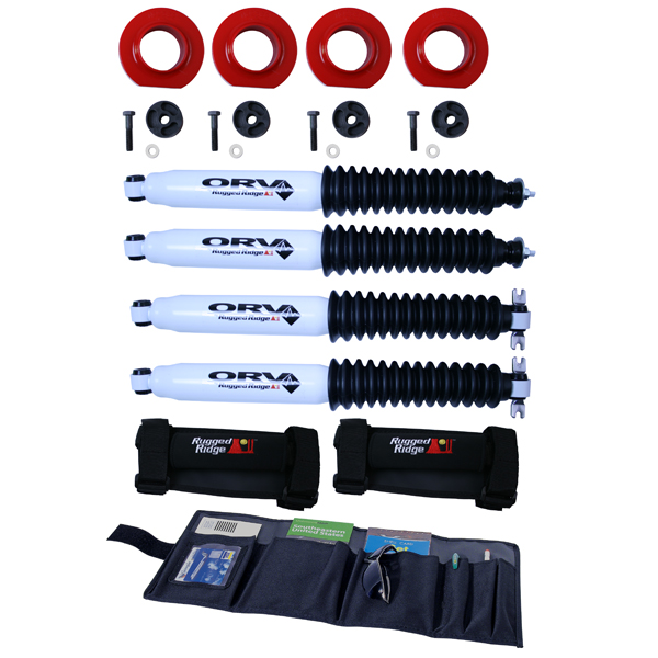 LIFT KIT, RUGGED RIDGE ORV, 2 INCH POLY SPACER TJ 97-06 WITH SHOCKS / 99-04 JEEP CHEROKEES