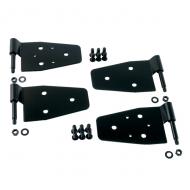 DOOR HINGE KIT,97-06  JEEP WRANGLER WITH STEEL HALF DOORS, BLACKChange the look of your Jeep with genuine Rugged Ridge black exterior accessories. All accessories are powdercoated in a semi gloss finish to protect your investment against the elements. Includes 4 door hinges and all necessary hardware. your investment against the elements. Includes 4 door hinges and all necessary hardware.                         Replaces: 7641Made in TAIWANUPC: 804314002121Label: 11202.01 HINGE 1/2 DOOR PR BLK