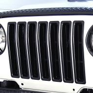 GRILLE INSERTS, BLACK TRIM, 97-06 JEEP WRANGLER/UNLIMITED
Durable UV treated inserts enhance the front of your Jeep. These inserts add great styling and a unique appearance. All Rugged Ridge inserts easily install without drilling or tools. Just click them in and go! install without drilling or tools. Just click them in and go!                         
Replaces: 11306.03
Made in TAIWAN
UPC: 804314116217
Label: GRILLE INSERT KIT, BLK TJ F9