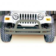 FRONT TUBE BUMPER, TITANIUM, 76-06 CJ, JEEP WRANGLER/UNLIMITED
This titanium-look bumper is constructed of thick 3-inch tubular steel and includes end caps. This bumper is as tough as it looks. Include all necessary hardware.  necessary hardware.                          
Replaces: 11562.01
Made in CHINA
UPC: 804314116828
Label: BUMPER FRT TITANIUM 76-06 F9
