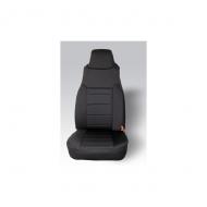 NEOPRENE SEAT COVER, RUGGED RIDGE,  FRONTS (PAIR), BLACK, 97-02 WRANGLER 
Custom Fit Neoprene Seat Covers. These covers are constructed of durable neoprene creating the best looking custom seat cover available. Rugged Ridge does not use that cheap stretch nylon on their seat covers! Neoprene (wet suit material) is a does not use that cheap stretch nylon on their seat covers! Neoprene (wet suit material) is a great fabric to protect your seats from dirt, water and whatever mother nature can throw at you. No more burned legs from hot vinyl seats! Each cover is custom tailored for your Jeep's original equipment seat style making your seats look like they have been recently reupholstered. Installation is easy with special designed elastic cords, nylon straps and hooks that attach to your  seat and to the seat cover mounting points. The center portion (color) goes all the way to the top of the seat.             
Replaces: 13210.01
Made in CHINA
UPC: 804314119089
Label: COVER,NP SEAT FR PR 97-02 BLK