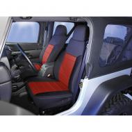 NEOPRENE SEAT COVER, RUGGED RIDGE,  FRONTS (PAIR), RED, 91-95 WRANGLERCustom Fit Neoprene Seat Covers. These covers are constructed of durable neoprene creating the best looking custom seat cover available. Rugged Ridge does not use that cheap stretch nylon on their seat covers! Neoprene (wet suit material) is a does not use that cheap stretch nylon on their seat covers! Neoprene (wet suit material) is a great fabric to protect your seats from dirt, water and whatever mother nature can throw at you. No more burned legs from hot vinyl seats! Each cover is custom tailored for your Jeep's original equipment seat style making your seats look like they have been recently reupholstered. Installation is easy with special designed elastic cords, nylon straps and hooks that attach to your  seat and to the seat cover mounting points. The center portion (color) goes all the way to the top of the seat.             Replaces: 13211.53Made in CHINAUPC: 804314119157Label: CVR,NP SEAT FR PR 91-95 BLK/RD