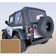 SOFT TOP, RUGGED RIDGE, FACTORY REPLACEMENT NO DOOR SKINS, 97-02 WRANGLER, SPICE
Rugged Ridge Fabric Replacement Soft Top has been developed out of years of industry research and engineering. Our trained staff of Jeep experts have developed an entire program that offers the best value, selection and design of any Fabric have developed an entire program that offers the best value, selection and design of any Fabric Soft Top offering. Each Fabric Soft Top is specifically designed to easily fit the factory original soft top hardware. Simply take off the old top and slip on the new. It is just that easy! All Rugged Ridge Soft Tops feature durable vinyl coated polyester and cotton fabric and crystal clear DOT approved glass windows that will last the test of time. All sewn seams use marine grade  thread to make sure it does not deteriorate or discolor in the sun. Each seam is literally �welded shut� with durable heat seal tape to keep moisture out while keeping the original look of the top intact. Attaching the Rugged Ridge Top is easy with the factory original �belt rail� attachment method; simply tuck under the rail and go! All our tops feature two choices of door  upper soft doors or with full hard doors. Rugged Ridge makes a Replacement Top that fits either!     
Replaces: 13705.37
Made in CHINA
UPC: 804314121457
Label: S-TOP 97-02 TJ NO-DRS SPICE