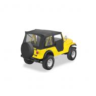 SUPER TOP BLACK DENIMSupertop kits include hardware, soft top fabric and windows. For unsurpassed appearance and durability, the premium fabric maintains shape in any temperature, is mildew resistant, contains uv inhibitors and is offered in factory original any temperature, is mildew resistant, contains uv inhibitors and is offered in factory original colors. Patented Belt-Rail� attachment system enables fast, easy installation. hardware is chemically treated and powder-coated for rust resistance to ensure long life. Tailgate bar allows you to open the tailgate without opening the rear window for trouble-free access. heavy-duty molded tooth zippers allow for easy window installation and removal. Sealed seams mean  water-tight protection. Industrial strength thread ensures durable soft top construction. Replaceable heat-sealed windows meet U.S. and Europe regulations.            Replaces: 51595-15Made in USAUPC: 804314136093Label: SUPER TOP BLACK DENIM