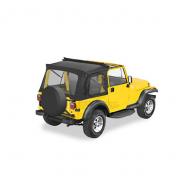 SUNRIDER, 76-95 BLACK DENIM
The Sunrider is a fully convertible top with a unique cam-action header to allow the front portion to open like a sunroof. utilizes patented belt rail system for a draft-free fit. An easy open tailgate design (86-02 Wranglers only) allows belt rail system for a draft-free fit. An easy open tailgate design (86-02 Wranglers only) allows tailgate to be opened without unzipping the rear window. With sealed seams, factory matched colors and YYK zippers this top is feature packed. Designed to work with full steel doors, Supertop 1/2 and 2-piece doors and TJ factory upper soft doors (will not work with factory CJ/YJ soft upper doors). Installation video included. Two year warranty. Made in the uSA. *DOORS SOLD SEPARATELY*                 
Replaces: 51698-15
Made in USA
UPC: 804314136536
Label: SUNRIDER, 76-95 BLK-DEN