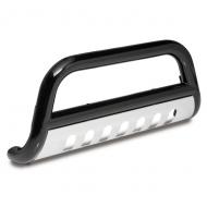 BULL BAR, OUTLAND, 3-INCH BLACK PAINTED STEEL FOR FORD 04-06 F150 REG/EXT CAB & SUPER CREW (EXCL. HERITAGE EDITION)Outland painted steel 3-inch Bull Bars feature special E-coated, .07-inch wall steel that is -thick source- powdercoated for a tough chip resistant finish. The special E-coat under coating provides double rust protection as it bonds to the resistant finish. The special E-coat under coating provides double rust protection as it bonds to the metal creating a protective layer found no where else. Outland Bull Bars feature no hassle installation. Each Bull Bar is custom fit for the specific vehicle making sure the mount points are the strongest available. Tough 3/8-inch-1/4-inch powder coat painted mounting brackets and oversized hardware ensure that the Bull Bar provides years of vibration free use. Each Bull  Bar includes a matching skid plate for added protection and dynamic good looks. Each skid plate is laser cut to ensure clean smooth lines and a no hassle installation.            Replaces: 82001.14Made in CHINAUPC: 804314151706Label: BULL BAR BLK W/ SKD PLT